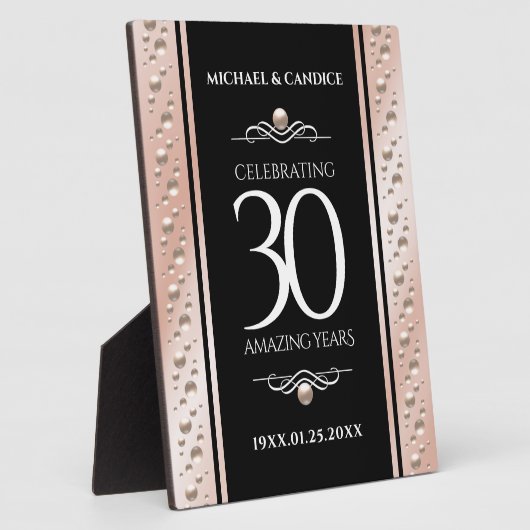 30thエレガントパールの結婚記念日お祝い フォトプラーク (側面)