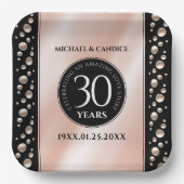 30thエレガントパールの結婚記念日お祝い ペーパープレート (正面)