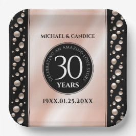 30thエレガントパールの結婚記念日お祝い ペーパープレート