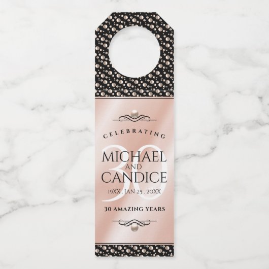 30thエレガントパールの結婚記念日お祝い ボトルネックタグ (裏面)