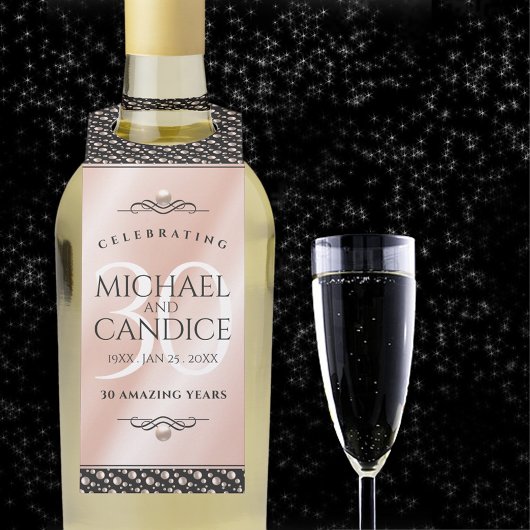 30thエレガントパールの結婚記念日お祝い ボトルネックタグ