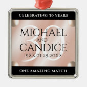 30thエレガントパールの結婚記念日お祝い メタルオーナメント (正面)