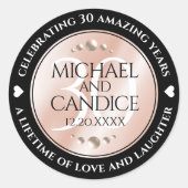 30thエレガントパールの結婚記念日お祝い ラウンドシール (正面)