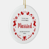 30thクリスマス結婚したクリスマスパーソナライズされたガーランド セラミックオーナメント (右)