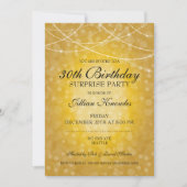 30thサプライズパーティー金ゴールド《写真》ぼけ味ストリングライト 招待状 (正面)
