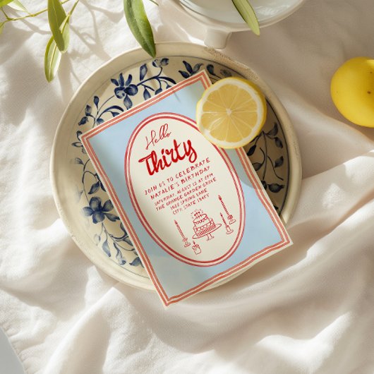 30thハンドケ書ーク描のおもしろい予測できな誕生日 招待状