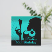 30thバースデーカクテルパーティーティール（緑がかった色） 招待状 (スタンド正面)