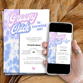 30thバースデーグルーヴィーチックパステル絞り染めパーティー 招待状