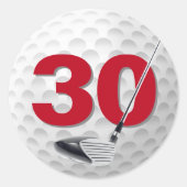 30thバースデーゴルフボールデザイン ラウンドシール (正面)