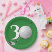 30thバースデーゴルフボール&クラブオングリーン ペーパープレート (パーティー)