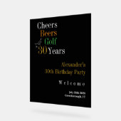 30thバースデーゴルフ応援ビーズブラック金ゴールドウェルカム アクリルサイン (傾斜)