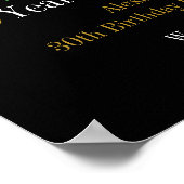 30thバースデーゴルフ応援ビーズブラック金ゴールドウェルカム ポスター (角)