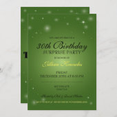 30thバースデーサプライズパーティーエメラルドグリーン 招待状 (正面/裏面)