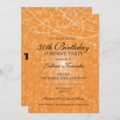 30thバースデーサプライズパーティーオレンジのストリングライト 招待状 (正面/裏面)