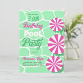 30thバースデーサマープールパーティーホットピンクアクアシック 招待状 (スタンド正面)