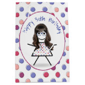 30thバースデースティックガール水玉模様 ミディアムペーパーバッグ (正面)