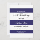 30thバースデーストライプパーティーネイビー&ホワイト招待状40 招待状 (正面)