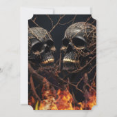 30thバースデーハロウィンブラック金ゴールドスカル モダン 招待状 (裏面)