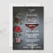 30thバースデーパーティーワイン&レッドローズ誕生日 招待状 (正面)