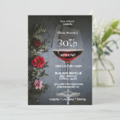 30thバースデーパーティーワイン&レッドローズ誕生日 招待状 (スタンド正面)