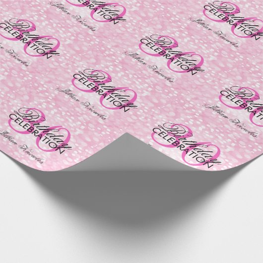 30thバースデーピンクグリッターフェイク紙吹雪 ラッピングペーパー (角)