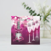 30thバースデーピンクシャンパングラス 招待状 (スタンド正面)