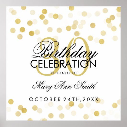 30thバースデーフェイクゴールドフォイルグリッター灯 ポスター (正面)