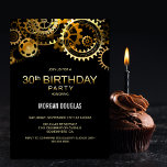 30thバースデーブラック金ゴールドスチームパンクウォッチギア 招待状<br><div class="desc">招待状あなたの友人と愛する人々を30歳の誕生日にあなたの黒と金ゴールドスチームパンクの時計のギアの招待で。</div>