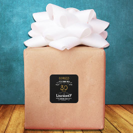 30thバースデーブラック金ゴールド伝説的レトロ スクエアシール