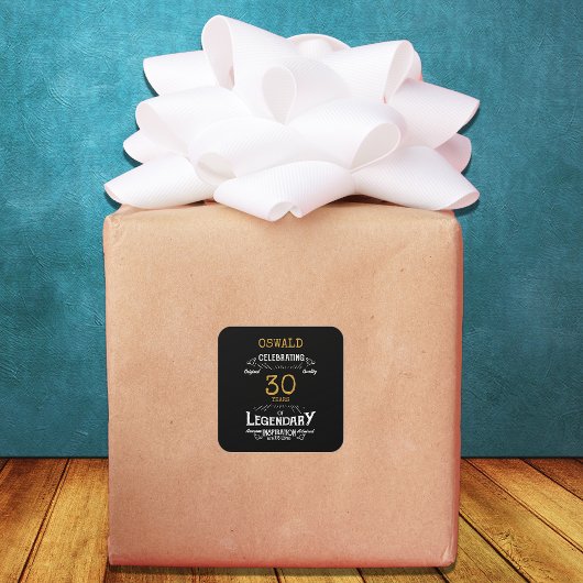 30thバースデーブラック金ゴールド伝説的レトロ スクエアシール