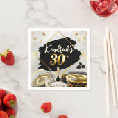 30thバースデーブラック&金ゴールドカジノラグジュアリーカー スタンダードカクテルナプキン (インサイチュ)