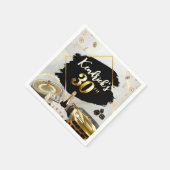 30thバースデーブラック&金ゴールドカジノラグジュアリーカー スタンダードカクテルナプキン (角)