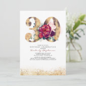 30thバースデーブルゴーニュ金ゴールドフローラ招待状 招待状 (スタンド正面)