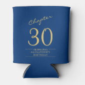 30thバースデーブルー金ゴールド写真テンプレート 缶クーラー (正面)
