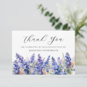 30thバースデーブルー7月誕生フラワーカスタムフラット サンキューカード (スタンド正面)