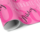 30thバースデーモダンピンクタイポグラフィ ラッピングペーパー (ロールコーナー)