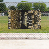 30thバースデーラグジュアリーパーソナライズされたブラック金ゴールド 横断幕 (インサイチュ)