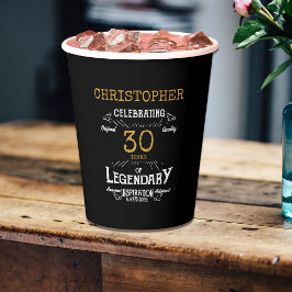 30thバースデーレジェンダリーブラック金ゴールドレトロ 紙コップ