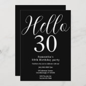 30thバースデー白黒シック誕生日 招待状 (正面/裏面)