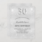 30thバースデー銀グリッターグラマラス インビテーションポストカード (正面/裏面)