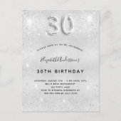 30thバースデー銀グリッターグラマラス インビテーションポストカード (正面)