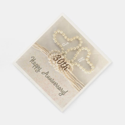 30thパーソナライズされたパールアニバーサリー紙ナプキンス スタンダードランチョンナプキン (角)