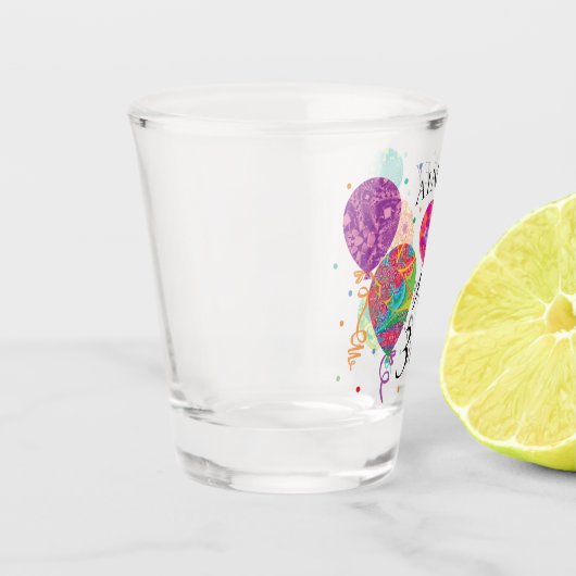 30thパープルアクア誕生日バルーン名前をカスタムする ショットグラス (左)