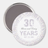 30thパールの結婚記念日ペイズリーパターン マグネット (正面/裏面)