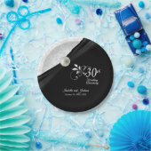 30thパール&ブラック結婚ズ記念デザイン ペーパープレート (パーティー)