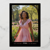 30thブラックバラ金ゴールド写真オンバックカスタムテンプレート 箔招待状 (裏面)