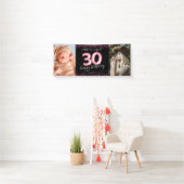 30thブラックピンクハッピーバースデーフォトバナー 横断幕 (インサイチュ)