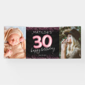 30thブラックピンクハッピーバースデーフォトバナー 横断幕 (横)