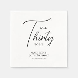 30thブラック&ホワイト誕生日 スタンダードカクテルナプキン