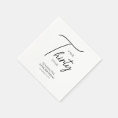 30thブラック&ホワイト誕生日 スタンダードカクテルナプキン (角)